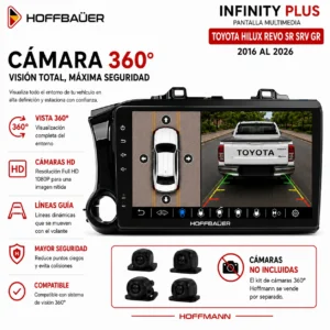 Toyota Hilux Revo SR SRV GR 2016 al 2026 Pantalla Hoffbaüer Infinity Plus CarPlay & Android Auto