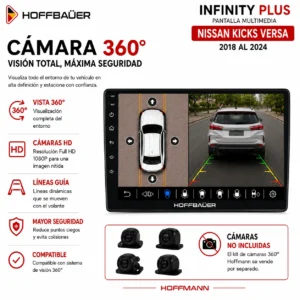 Nissan Kicks Versa 2018 al 2024 Pantalla Hoffbaüer Infinity Plus CarPlay & Android Auto