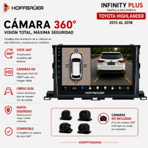 Toyota Highlander 2013 al 2018 Pantalla Hoffbaüer Infinity Plus CarPlay & Android Auto
