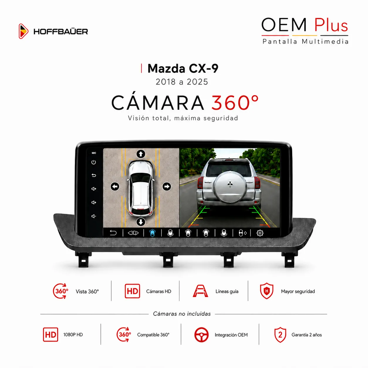 Mazda CX9 2018 al 2025 Pantalla Hoffbaüer OEM Plus CarPlay & Android Auto - Imagen 2