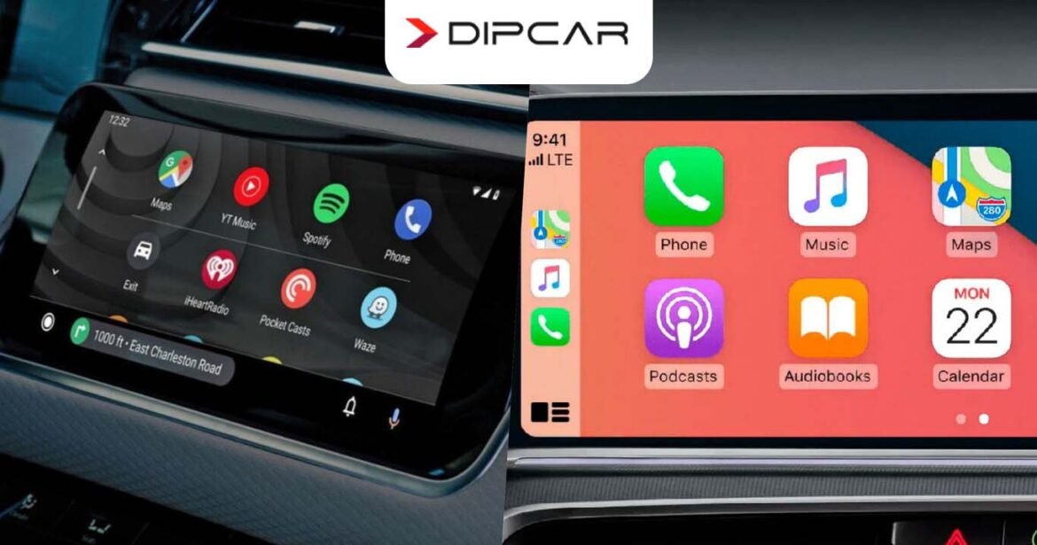 Pantallas para carro con CarPlay y Android Auto en un auto moderno