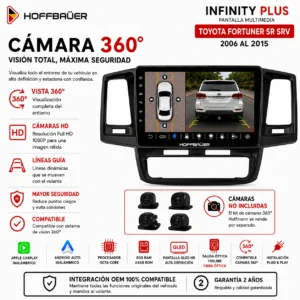 Toyota Fortuner SR SRV 2006 al 2015 Pantalla Hoffbaüer Infinity Plus CarPlay & Android Auto