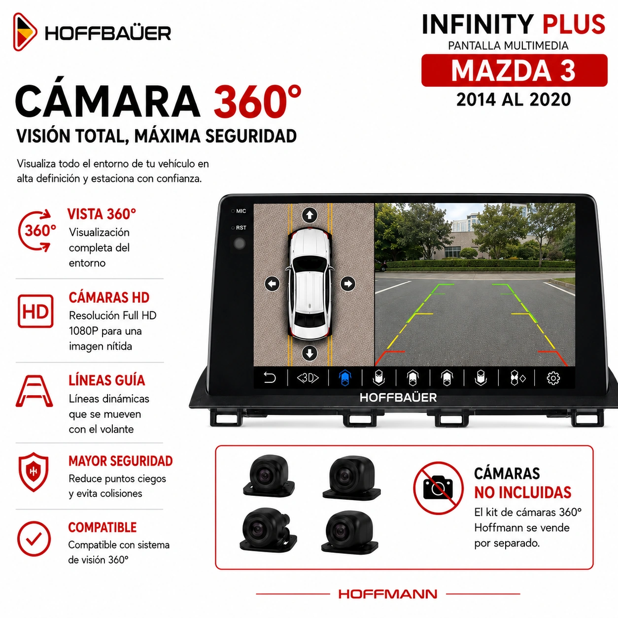 Mazda 3 2014 al 2020 Pantalla Hoffbaüer Infinity Plus CarPlay & Android Auto
