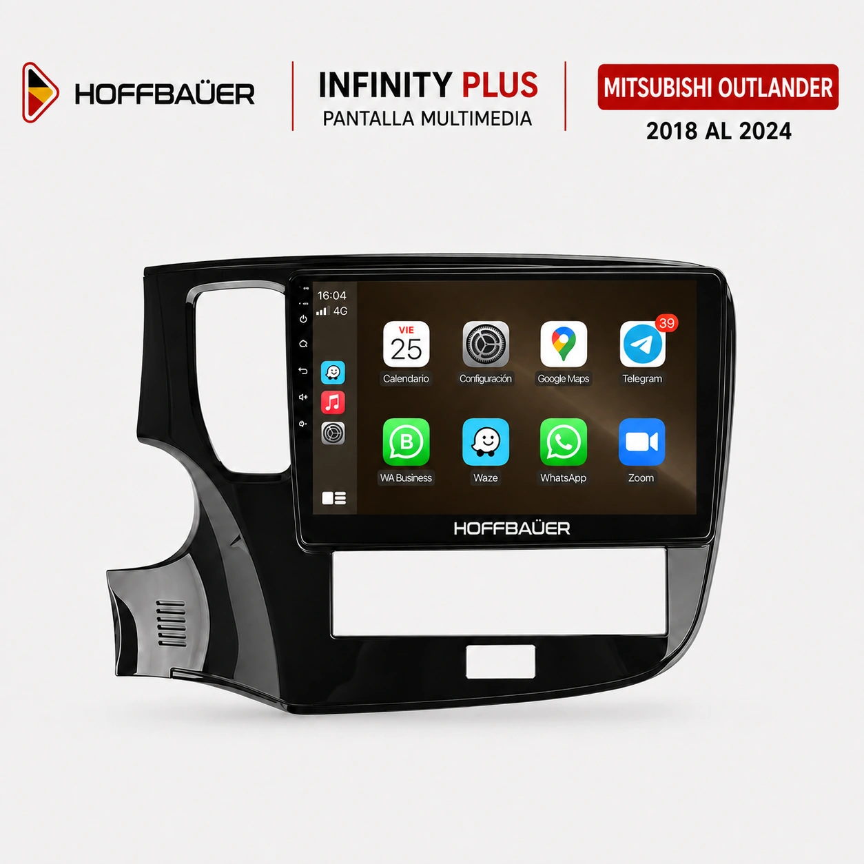 Mitsubishi Outlander 2018 al 2024 Pantalla Hoffbaüer Infinity Plus CarPlay & Android Auto