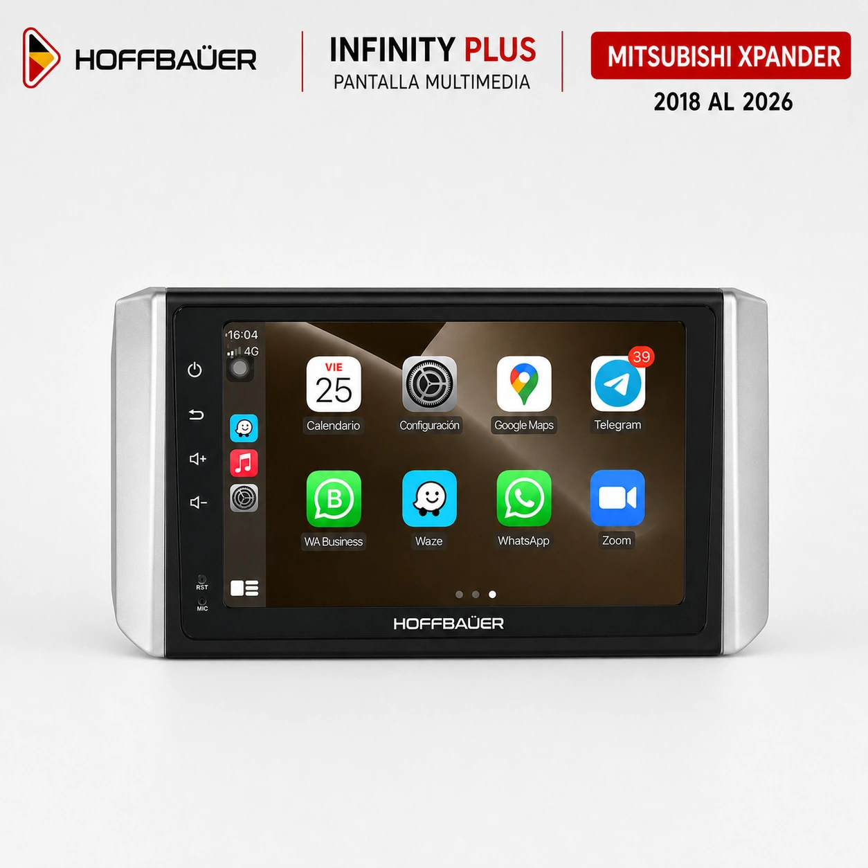 Mitsubishi Xpander 2018 al 2026 Pantalla Hoffbaüer Infinity Plus CarPlay & Android Auto