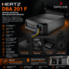 Subwoofer activo Hertz DBA 201 F de 8 pulgadas con amplificador integrado y control remoto de nivel, instalación profesional en Dipcar Surquillo.