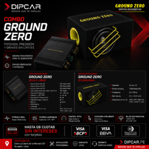 Kit Subwoofer Ground Zero GZRB 20SPL 8 Pulgadas + Amplificador Ground Zero GZCS A-1.650D