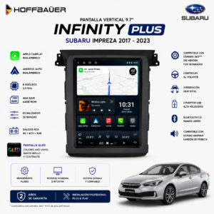 Pantalla vertical HoffBäuer OEM Plus de 9.7 pulgadas para Subaru Impreza 2017 al 2023 con integración OEM y sistema Android.