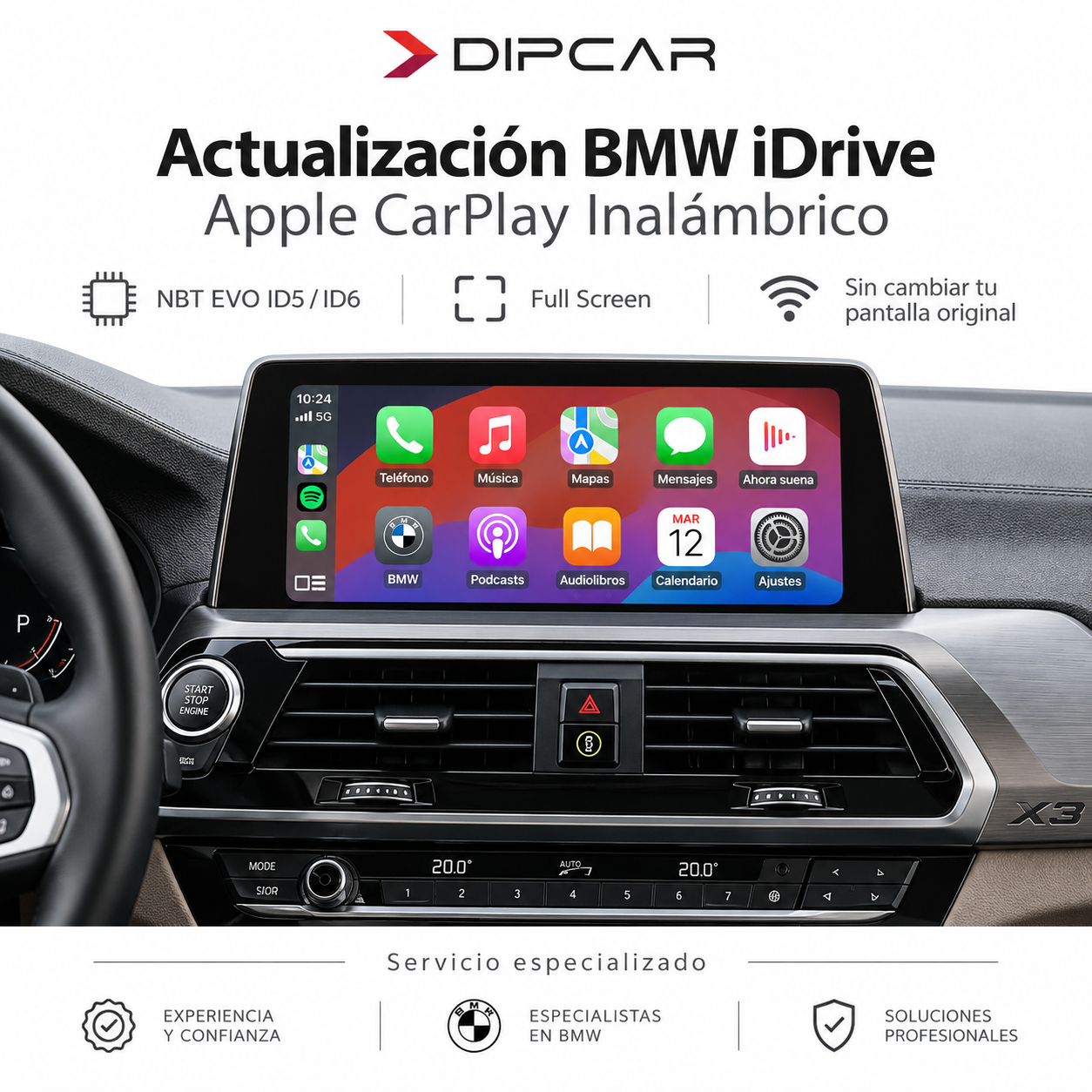 Actualización BMW iDrive NBT EVO con Apple CarPlay inalámbrico Full Screen